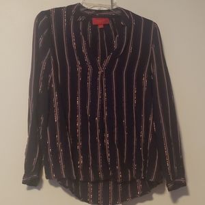 Jennifer Lopez Blue with Pink Stripes Blouse